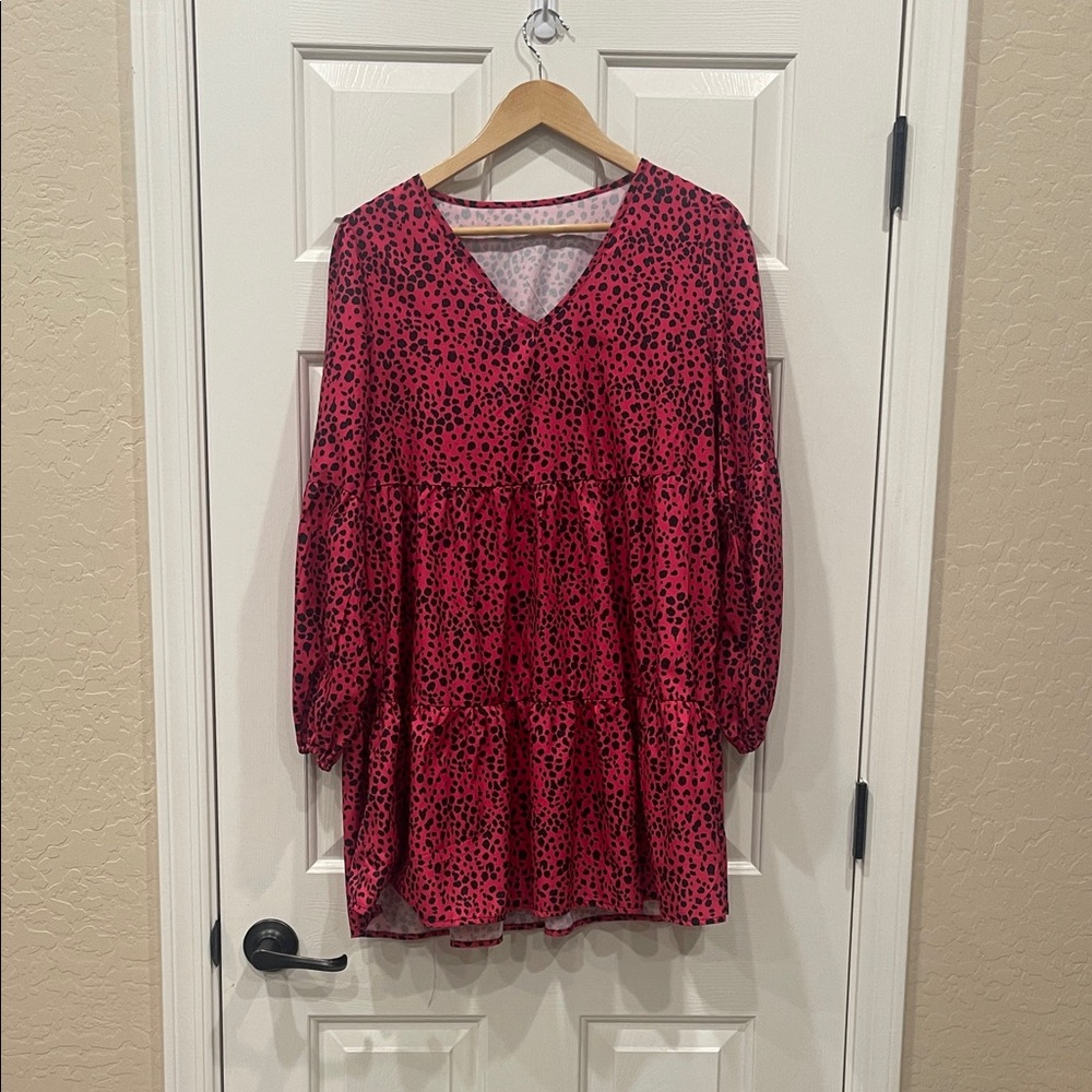 SHEIN Pink and Gray Animal Print Dress
